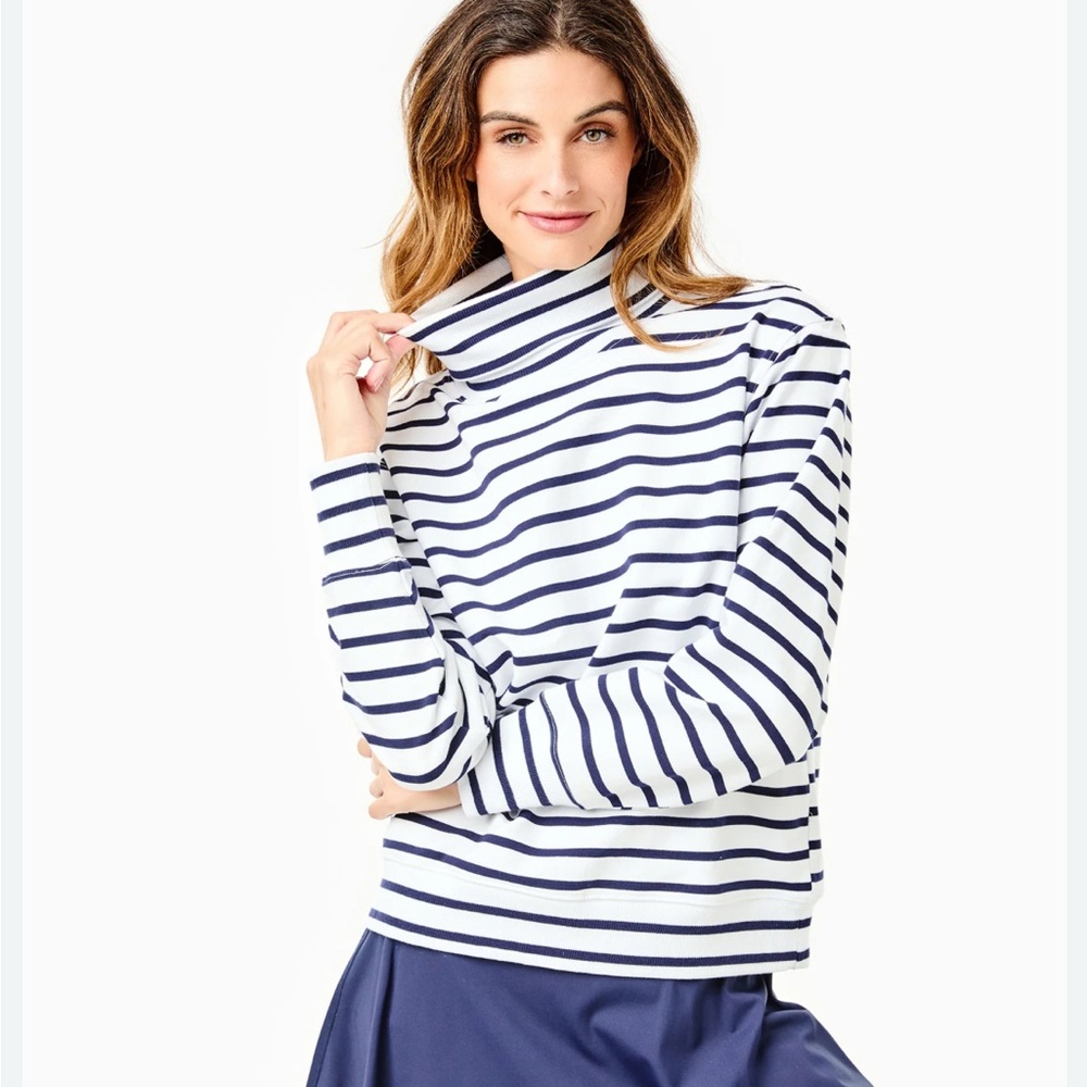 Addison bay navy and white stripe pullover